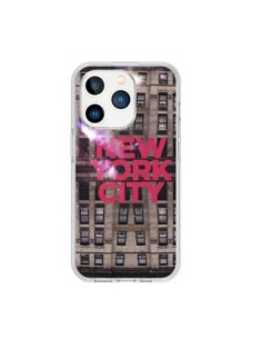 Coque iPhone 15 Pro New York City Buildings Rouge -...