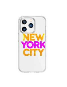 iPhone 15 Pro Case New York City NYC Orange Pink Clear -...