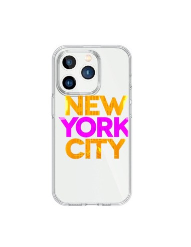 Coque iPhone 15 Pro New York City NYC Orange Rose Transparente - Javier Martinez