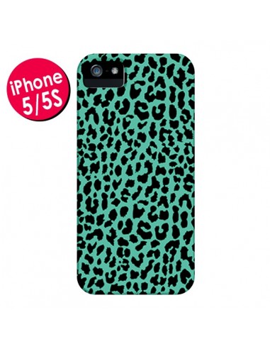 Coque Leopard Mint Vert Neon pour iPhone 5 et 5S - Mary Nesrala