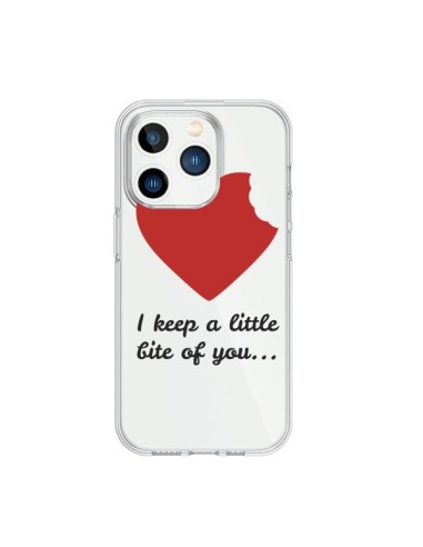 Coque iPhone 15 Pro I keep a little bite of you Love Heart Amour Transparente - Julien Martinez