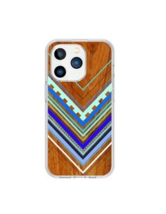Cover iPhone 15 Pro Azteco Arbutus Blue Legno Aztec...