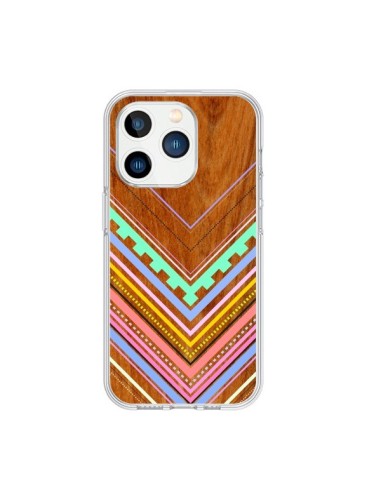 Coque iPhone 15 Pro Azteque Arbutus Pastel Bois Aztec Tribal - Jenny Mhairi