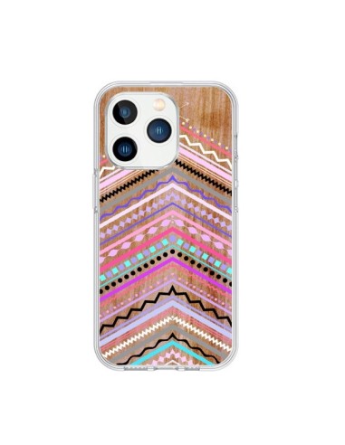 Coque iPhone 15 Pro Purple Chevron Wild Wood Bois Azteque Aztec Tribal - Jenny Mhairi