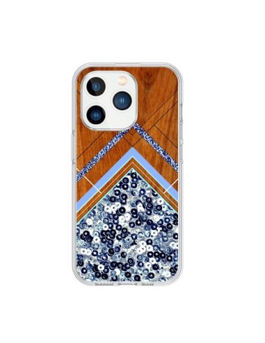 Coque iPhone 15 Pro Sequin Geometry Bois Azteque Aztec Tribal - Jenny Mhairi