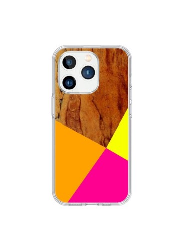 Coque iPhone 15 Pro Wooden Colour Block Bois Azteque Aztec Tribal - Jenny Mhairi