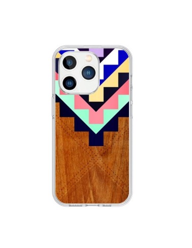 Coque iPhone 15 Pro Wooden Tribal Bois Azteque Aztec Tribal - Jenny Mhairi