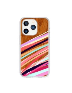 Cover iPhone 15 Pro Wooden Waves Coral Legno Azteque...