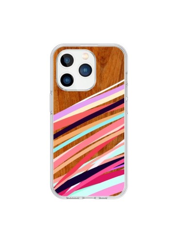 Coque iPhone 15 Pro Wooden Waves Coral Bois Azteque Aztec Tribal - Jenny Mhairi
