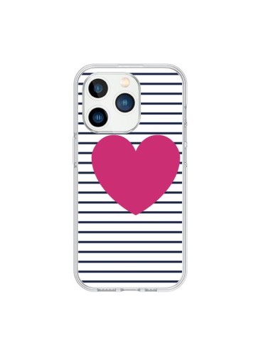 Coque iPhone 15 Pro Coeur Traits Marin - Jonathan Perez