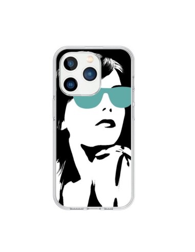 Coque iPhone 15 Pro Fille Lunettes Bleues - Jonathan Perez