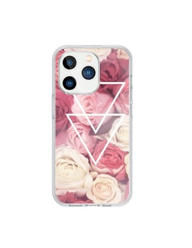 Coque iPhone 15 Pro Roses Triangles Fleurs - Jonathan Perez