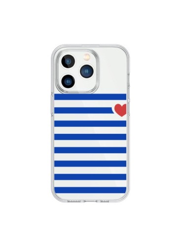 Coque iPhone 15 Pro Mariniere Coeur Love Transparente - Jonathan Perez