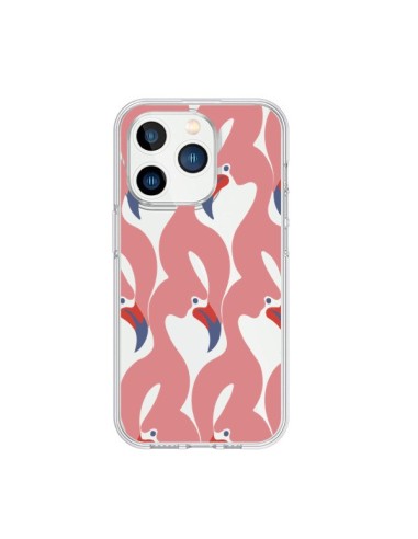 Coque iPhone 15 Pro Flamant Rose Flamingo Transparente - Dricia Do