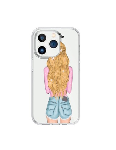 Coque iPhone 15 Pro Blonde Don't Care Transparente - kateillustrate