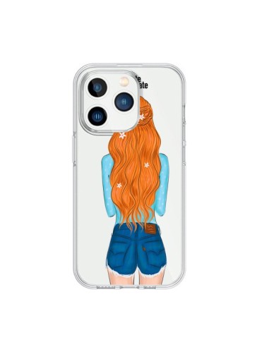 Coque iPhone 15 Pro Red Hair Don't Care Rousse Transparente - kateillustrate