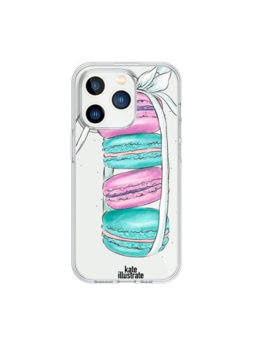 Coque iPhone 15 Pro Macarons Pink Mint Rose Transparente - kateillustrate