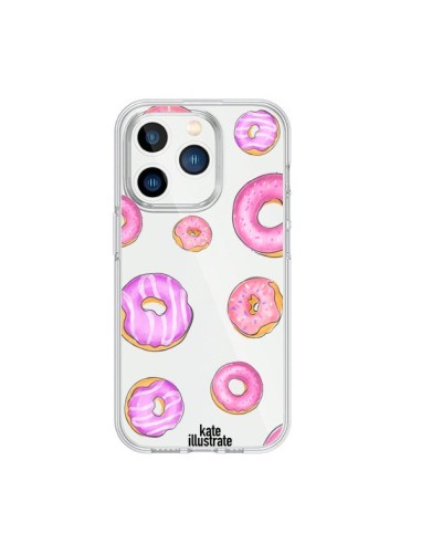 Coque iPhone 15 Pro Pink Donuts Rose Transparente - kateillustrate