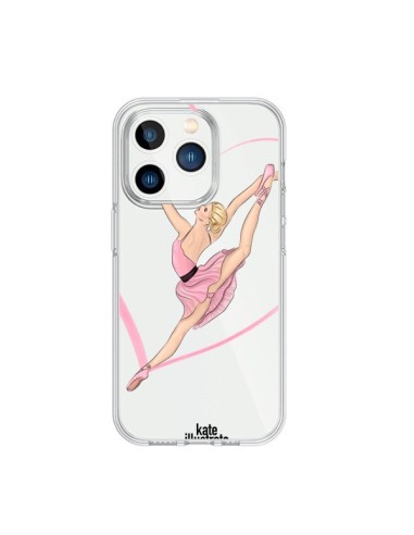 Coque iPhone 15 Pro Ballerina Jump In The Air Ballerine Danseuse Transparente - kateillustrate
