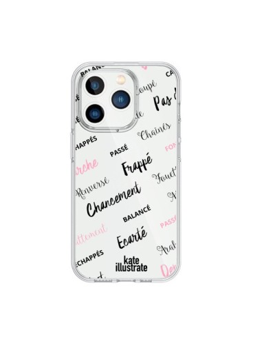 Coque iPhone 15 Pro Ballerina Ballerine Mots Transparente - kateillustrate