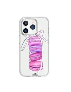 Cover iPhone 15 Pro Macarons Rosa Viola Trasparente -...