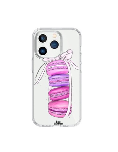 Coque iPhone 15 Pro Macarons Pink Purple Rose Violet Transparente - kateillustrate