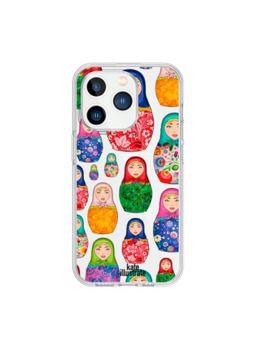 Coque iPhone 15 Pro Matryoshka Dolls Poupées Russes Transparente - kateillustrate