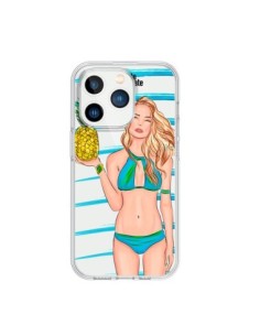 Cover iPhone 15 Pro Malibu Ananas Plage Ete Blu...