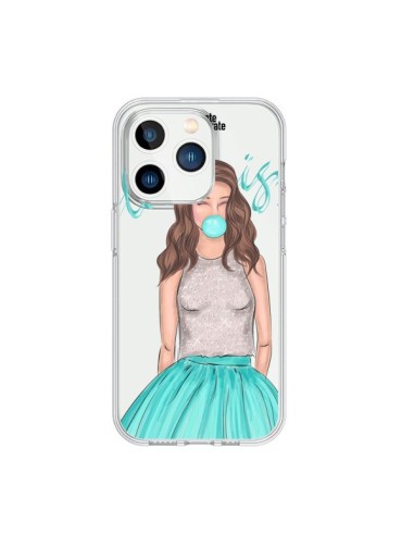 Cover iPhone 15 Pro Bubble Girls Tiffany Blu Trasparente - kateillustrate