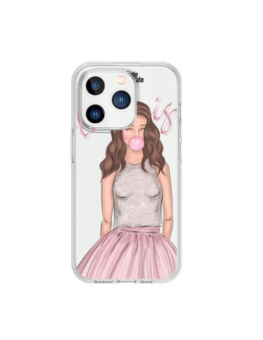 Coque iPhone 15 Pro Bubble Girl Tiffany Rose Transparente - kateillustrate