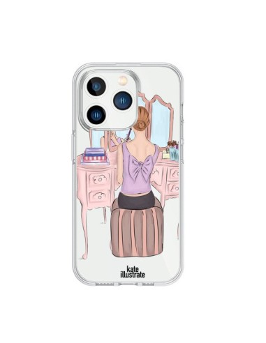 Coque iPhone 15 Pro Vanity Coiffeuse Make Up Transparente - kateillustrate