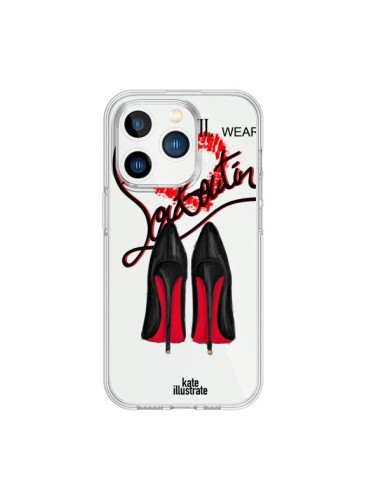 Coque iPhone 15 Pro The Devil Wears Shoes Demon Chaussures Transparente - kateillustrate