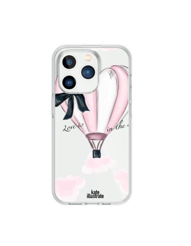 Coque iPhone 15 Pro Love is in the Air Love Montgolfier Transparente - kateillustrate