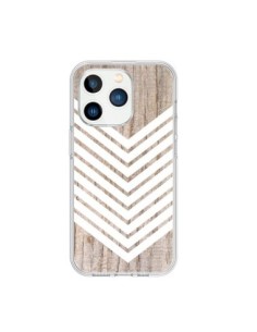 Coque iPhone 15 Pro Tribal Aztèque Bois Wood Flèche Blanc...