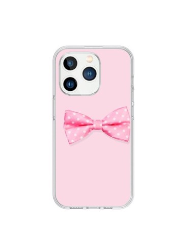 Coque iPhone 15 Pro Noeud Papillon Rose Girly Bow Tie - Laetitia