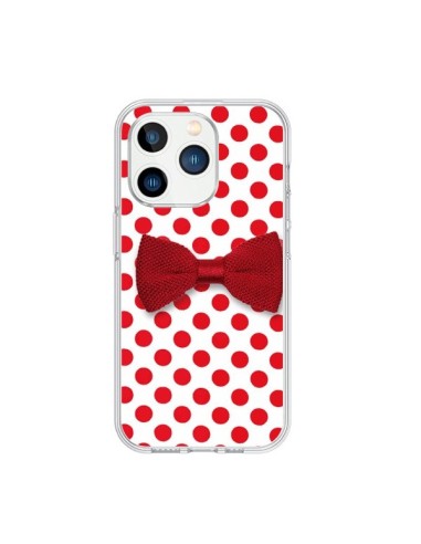 Coque iPhone 15 Pro Noeud Papillon Rouge Girly Bow Tie - Laetitia