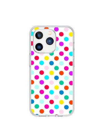 Coque iPhone 15 Pro Pois Multicolores - Laetitia