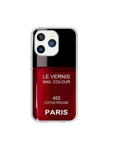 Coque iPhone 15 Pro Vernis Paris Lotus Rouge - Laetitia