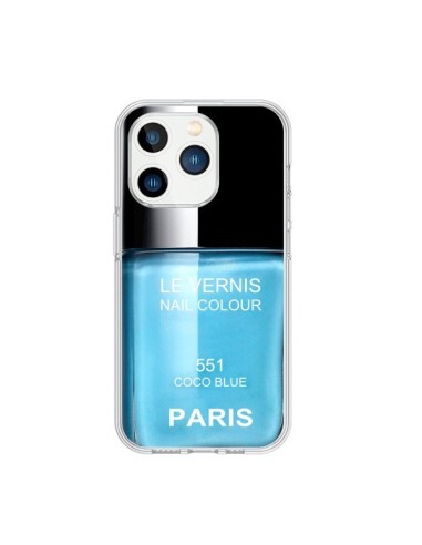 Coque iPhone 15 Pro Vernis Paris Coco Blue Bleu - Laetitia