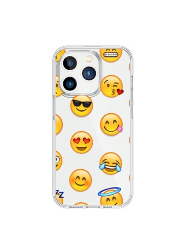 Coque iPhone 15 Pro Smiley Emoticone Emoji Transparente - Laetitia