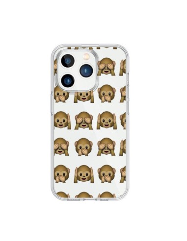 Cover iPhone 15 Pro Emoji Scimmia Trasparente - Laetitia