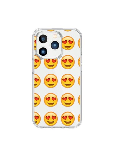 Cover iPhone 15 Pro Amore Sorriso Emoji Trasparente - Laetitia