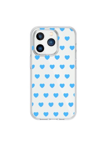 Coque iPhone 15 Pro Coeur Heart Love Amour Bleu Transparente - Laetitia