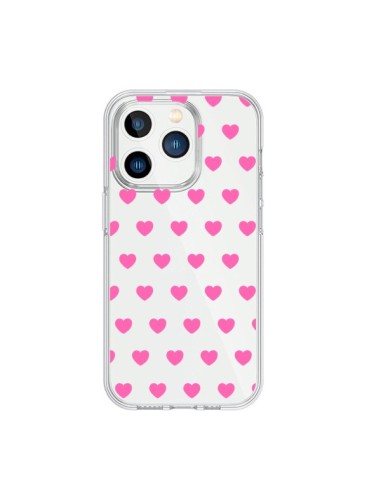 iPhone 15 Pro Case Heart Love Pink Clear - Laetitia