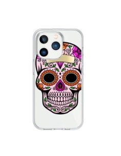 iPhone 15 Pro Case Skull Messicano Black Pink Clear -...