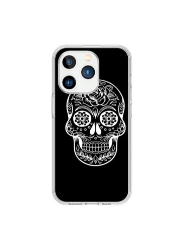 Coque iPhone 15 Pro Tête de Mort Mexicaine Blanche - Laetitia
