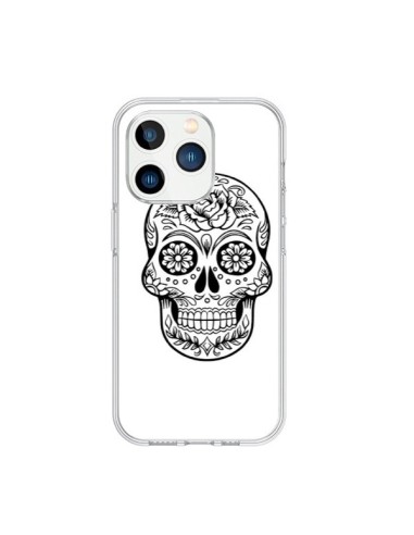 Coque iPhone 15 Pro Tête de Mort Mexicaine Noir - Laetitia