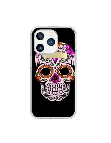 Coque iPhone 15 Pro Tête de Mort Mexicaine Multicolore - Laetitia