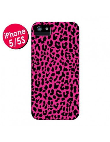 Coque Leopard Rose Pink Neon pour iPhone 5 et 5S - Mary Nesrala