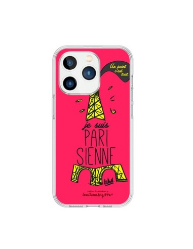 Coque iPhone 15 Pro Je suis Parisienne La Tour Eiffel Rose - Leellouebrigitte